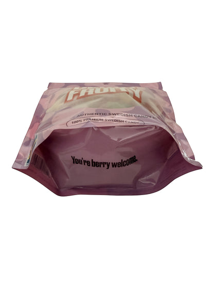 Swedish Candy Club Berry Fruity bag of assorted gelatin-free gummy candies with berry and fruit flavors.